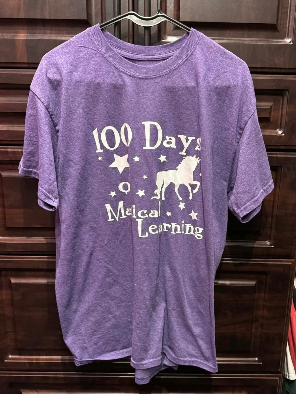 Gildan Purple Tee with White Unicorn 